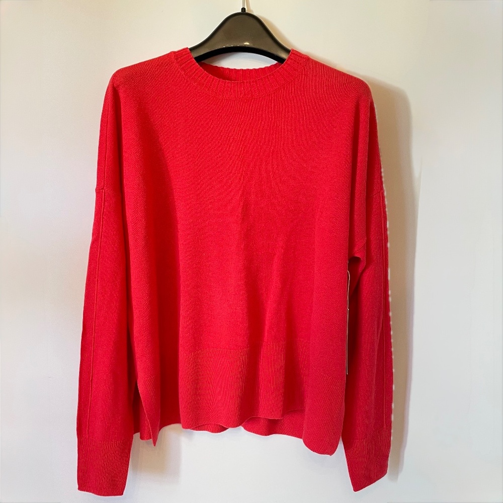 Nordstrom Signature Silk Cashmere Side Vent Crewneck Sweater XS Red NWT
